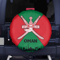 Oman Spare Tire Cover with National Flag Colors and Crossed Khanjar Emblem Design