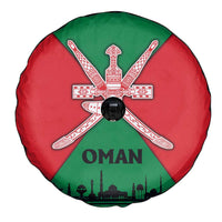 Oman Spare Tire Cover with National Flag Colors and Crossed Khanjar Emblem Design