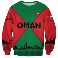 Oman Sweatshirt with National Flag Colors and Crossed Khanjar Emblem Design