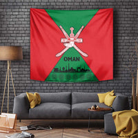 Oman Tapestry with National Flag Colors and Crossed Khanjar Emblem Design