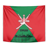 Oman Tapestry with National Flag Colors and Crossed Khanjar Emblem Design