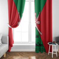 Oman Window Curtain with National Flag Colors and Crossed Khanjar Emblem Design