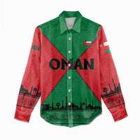 Oman Women Casual Shirt with National Flag Colors and Crossed Khanjar Emblem Design