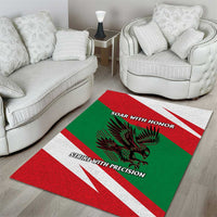 Oman Area Rug with National Flag Colors and Falcon Soaring Graphic Design