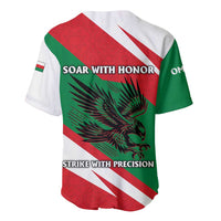 Oman Baseball Jersey with National Flag Colors and Falcon Soaring Graphic Design