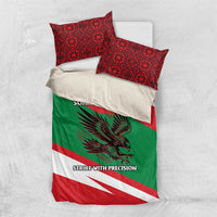 Oman Bedding Set with National Flag Colors and Falcon Soaring Graphic Design
