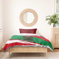 Oman Bedding Set with National Flag Colors and Falcon Soaring Graphic Design