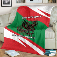 Oman Blanket with National Flag Colors and Falcon Soaring Graphic Design