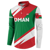 Oman Button Sweatshirt with National Flag Colors and Falcon Soaring Graphic Design
