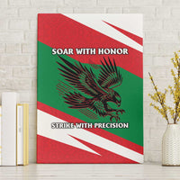 Oman Canvas Wall Art with National Flag Colors and Falcon Soaring Graphic Design