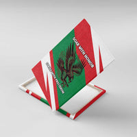 Oman Canvas Wall Art with National Flag Colors and Falcon Soaring Graphic Design