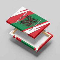 Oman Canvas Wall Art with National Flag Colors and Falcon Soaring Graphic Design