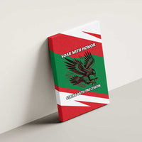Oman Canvas Wall Art with National Flag Colors and Falcon Soaring Graphic Design