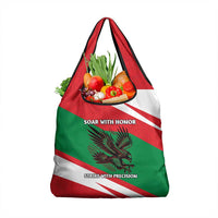 Oman Grocery Bag with National Flag Colors and Falcon Soaring Graphic Design