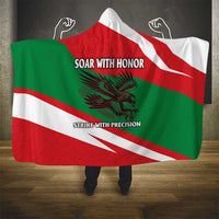 Oman Hooded Blanket with National Flag Colors and Falcon Soaring Graphic Design