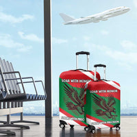 Oman Luggage Cover with National Flag Colors and Falcon Soaring Graphic Design