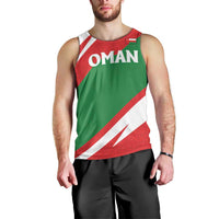 Oman Men Tank Top with National Flag Colors and Falcon Soaring Graphic Design