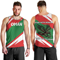 Oman Men Tank Top with National Flag Colors and Falcon Soaring Graphic Design