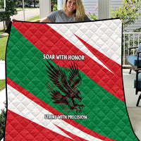 Oman Quilt with National Flag Colors and Falcon Soaring Graphic Design