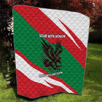 Oman Quilt with National Flag Colors and Falcon Soaring Graphic Design