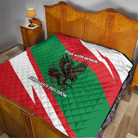 Oman Quilt with National Flag Colors and Falcon Soaring Graphic Design