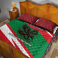Oman Quilt Bed Set with National Flag Colors and Falcon Soaring Graphic Design