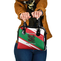 Oman Shoulder Handbag with National Flag Colors and Falcon Soaring Graphic Design