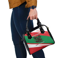 Oman Shoulder Handbag with National Flag Colors and Falcon Soaring Graphic Design