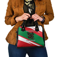 Oman Shoulder Handbag with National Flag Colors and Falcon Soaring Graphic Design