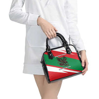 Oman Shoulder Handbag with National Flag Colors and Falcon Soaring Graphic Design
