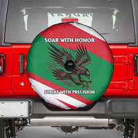 Oman Spare Tire Cover with National Flag Colors and Falcon Soaring Graphic Design