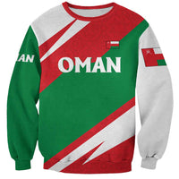 Oman Sweatshirt with National Flag Colors and Falcon Soaring Graphic Design