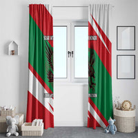 Oman Window Curtain with National Flag Colors and Falcon Soaring Graphic Design