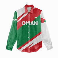 Oman Women Casual Shirt with National Flag Colors and Falcon Soaring Graphic Design