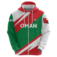 Oman Zip Hoodie with National Flag Colors and Falcon Soaring Graphic Design
