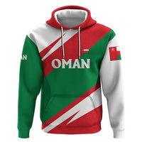 Oman Zip Hoodie with National Flag Colors and Falcon Soaring Graphic Design