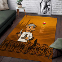 Oman Area Rug with Traditional Camel Character and Desert Silhouette Design