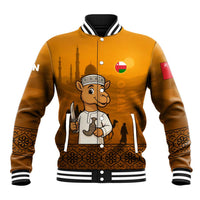 Oman Baseball Jacket with Traditional Camel Character and Desert Silhouette Design