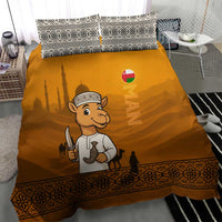Oman Bedding Set with Traditional Camel Character and Desert Silhouette Design
