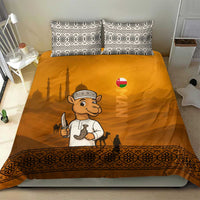 Oman Bedding Set with Traditional Camel Character and Desert Silhouette Design