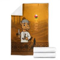 Oman Blanket with Traditional Camel Character and Desert Silhouette Design