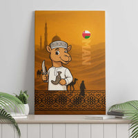 Oman Canvas Wall Art with Traditional Camel Character and Desert Silhouette Design