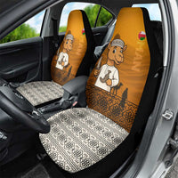 Oman Car Seat Cover with Traditional Camel Character and Desert Silhouette Design