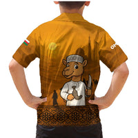 Oman Family Matching Mermaid Dress and Hawaiian Shirt with Traditional Camel Character and Desert Silhouette Design