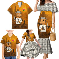 Oman Family Matching Mermaid Dress and Hawaiian Shirt with Traditional Camel Character and Desert Silhouette Design
