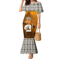 Oman Family Matching Mermaid Dress and Hawaiian Shirt with Traditional Camel Character and Desert Silhouette Design