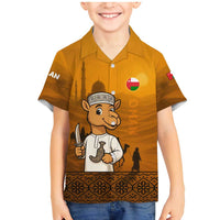 Oman Family Matching Mermaid Dress and Hawaiian Shirt with Traditional Camel Character and Desert Silhouette Design