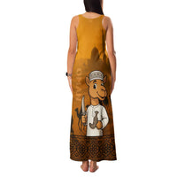 Oman Family Matching Tank Maxi Dress and Hawaiian Shirt with Traditional Camel Character and Desert Silhouette Design