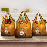 Oman Grocery Bag with Traditional Camel Character and Desert Silhouette Design