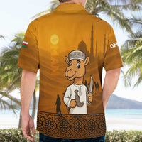 Oman Hawaiian Shirt with Traditional Camel Character and Desert Silhouette Design